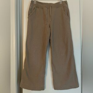 High Sierra Soft Cotton Track Sweat Pants High Rise Wide Leg Light Brown Small